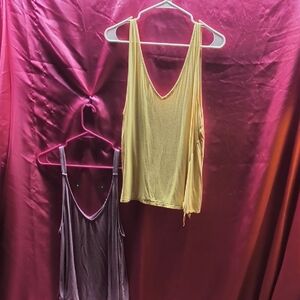 Elegant Women's Sleeveless Tops - Yellow And Mauve